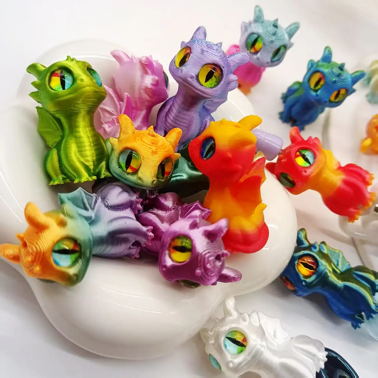 8pcs Multicolor Gradient Dragon Beads, Handmade 3D Printed Nylon Pla Decorative Beads, DIY Jewelry Making Supplies, Beading Making, DIY Beading Accessories, Diy Craft Embellishments, Holiday Gifts, Beads For Crafts