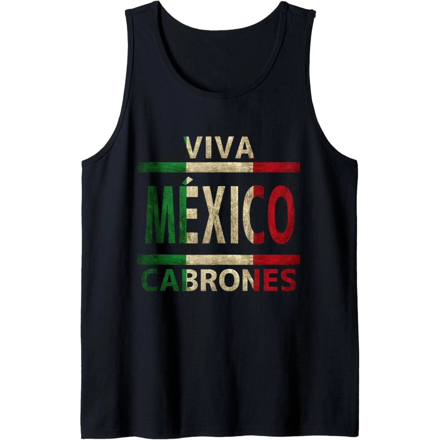Men's Vintage Distressed Mexican Flag Sleeveless Cotton Sporty Sports Tank Top - Soft, Classic, Breathable Fabric - Viva Mexico Cabrones Athletic Top, Sporty Sports Tops