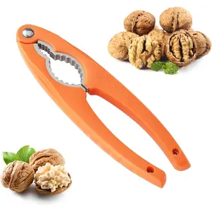 NutCracker, Stainless Steel Nut Crackers for All Nuts, Heavy Duty Nutcracker Tool for Walnet, Pencan, Chestnut, Crab, Lobster and More, Ergonomic Handle (Orange)