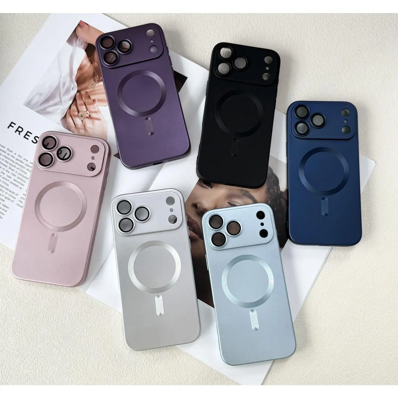 Magnetic Metal Phone Case for iOS iPhone 11-17 Pro/ProMax/Plus Series Accessories - Matte Body, 6 Advanced Texture Color Schemes, Fingerprint Resistance, Lightweight, Machine-Fitted, Bare Phone Feel, Aesthetic Durable Protection, Christmas Delight