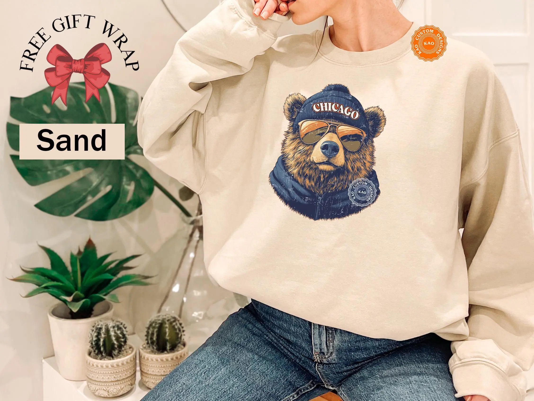 Vintage Chicago Mascot Sweatshirt: Football Bear Graphic Crewneck, Chicago Sports Gear Cotton Trending