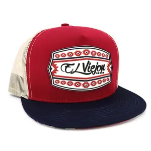 Comanche Navy/Maroon/Tope flat visor hat