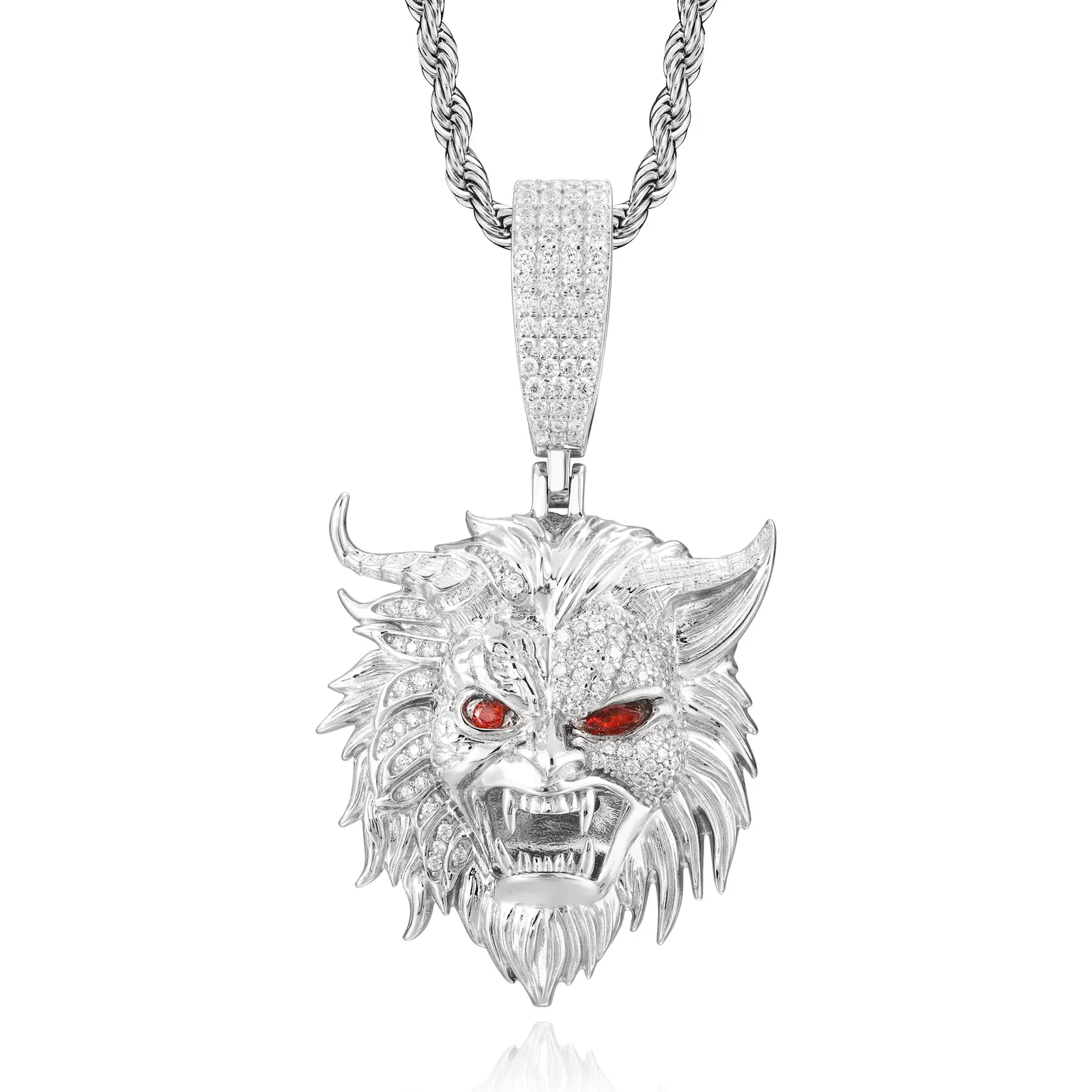 UCCIYO Double Faced Demon Pendant P800 UCCIYO Lab-Created Moissanite S925 Sterling Silver Moissanite Pendant Necklace For Women Men Hip Hop Jewelry Gift【#P800】