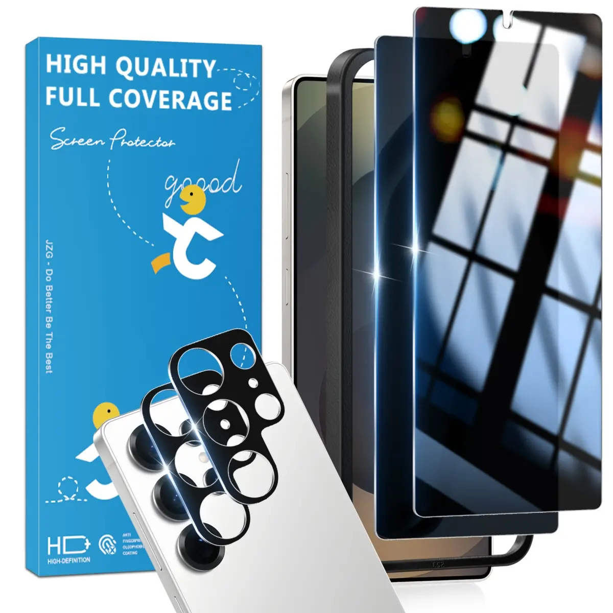 JavoYion 2+2 Pack for Samsung Galaxy S25 Ultra - 2-Pack 9H Privacy Screen Protector + 2-Pack Camera Protectors - Fingerprint Compatible, Anti-Spy, protector de samsung s 25 ultra, s25 ultra samsung cases,