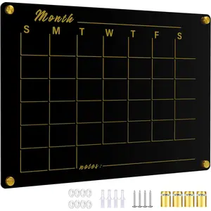 Black  Calendar Whiteboard for Wall,16''x12'',Dry Erase Calendar for ,Office
