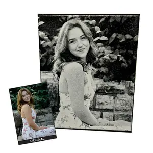 Custom Photo Engraved Art Personalized Memorial Portrait Pet or Loved One Keepsake Wall Decor Laser Engraved Canvas Handmade High Contrast Portrait