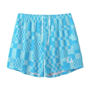 Adult Unisex Blue Checkered All Over Print Mesh Shorts
