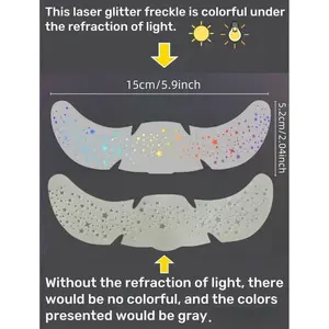 6 Sheets Glitter Freckles Holographic Stickers Heart Freckle Tattoos Glitter Stickers Waterproof Temp Tattoos With Glittery Star Heart Dot Pattern For Adults Accessories For Party Festival Daily Makeup