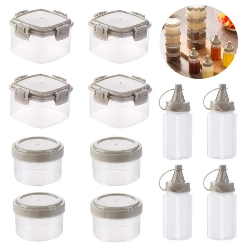 12-Piece Kitchen Transparent Plastic Seasoning Organizer Kit - Easy-to-Fill Spice Containers, Easy-to-Clean Stackable Space-Saving Dispensers for Cooking Oil Container, Ideal for Meal Prep Enthusiasts