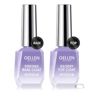 Gellen Gel Base and Top Coat, 18ml – Crystal Top Coat Nail Polish Anti-Scratch, No Sanding Base Coat