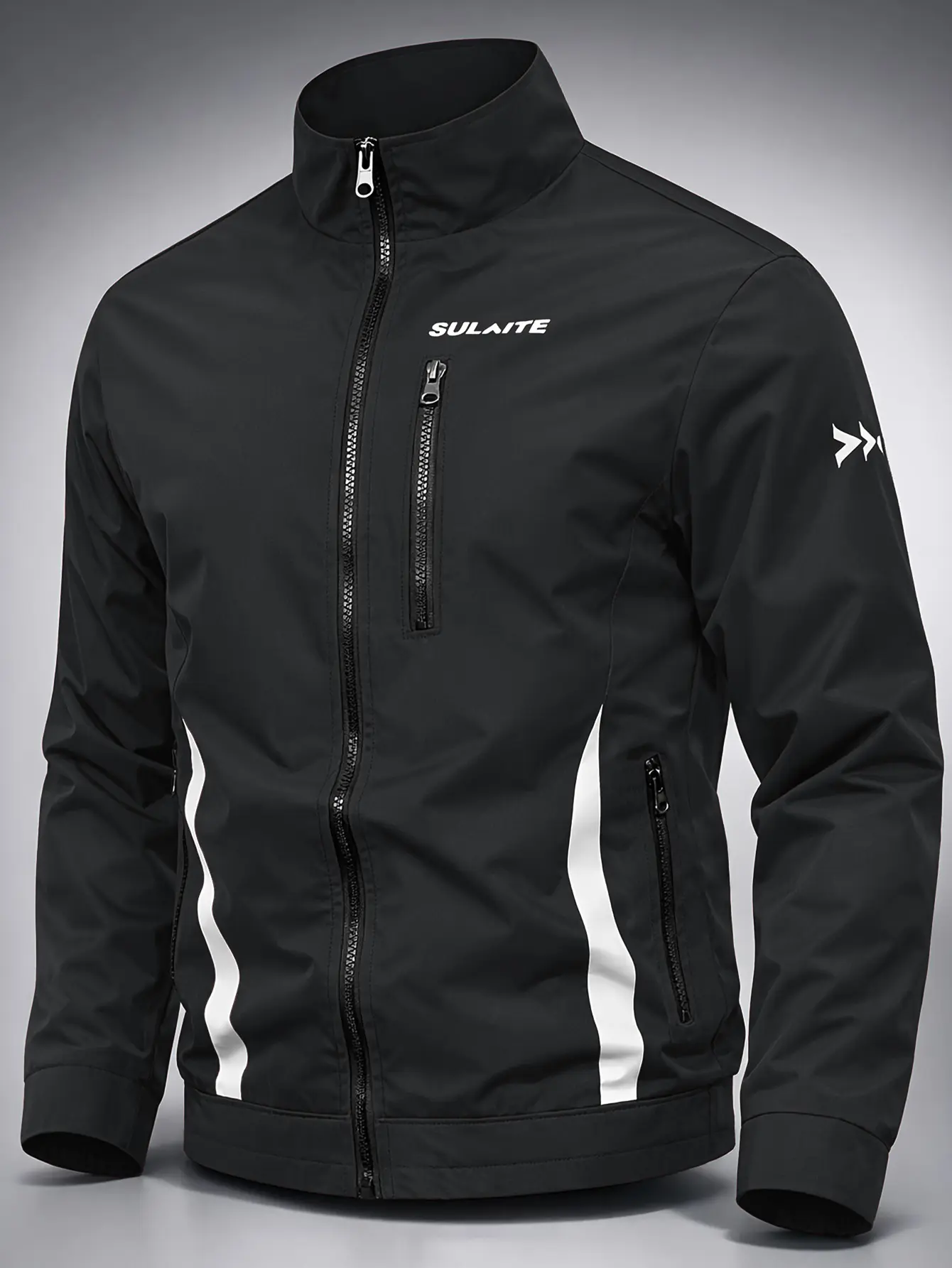 Men’s stand collar racing jacket, windproof motorcycle windbreaker with multiple zip pockets; casual sporty lightweight outerwear for riding, commuting, and everyday wear Menswear Coats Jackets Tops Man Long Sleeve Menswear Coats Jackets Tops Long Sleeve