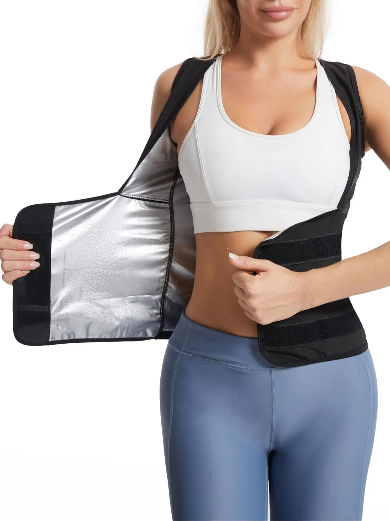 Women's Adjustable Velcro Fit Sauna Tank Top, Tummy Control Sleeveless Sauna Top for Women, Workout Gym Exercise Clothing, Sauna Shapewear