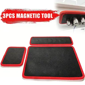 Magnetic Tool Mat & Holder 3-Pieces 12.8"x9.8" ,12.8"x4.3",4.3"x4.3"  Flexible Magnetic Tray for Garage Workshop, Scratchproof PVC Surface with Non-Slip Grip | Auto Repair, Toolbox Organizer for Mechanics & DIY