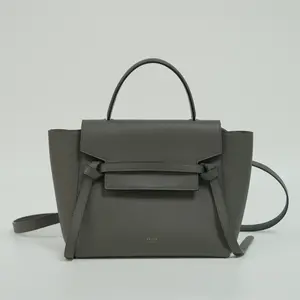 Pre-owned Celine Small Smile Bag Tin Gray Full Cowhide Handheld Shoulder Crossbody Bag with Adjustable Strap Minimalist Elegance Versatile Functionality