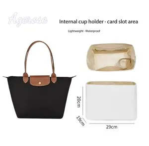 Waterproof Lining Purse Organizer Insert for Longchamp Le Pliage L&mini Handbag with Internal Cup Holder Card Slot Area Lightweight Waterproof