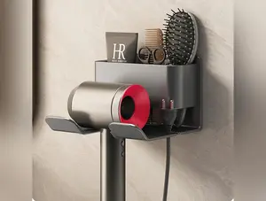 Hair Dryer Holder Wall Dryer Cradle Straightener Stand Hairdryer Organizer Storage Box Toilet Blower Holder Bathroom Shelves