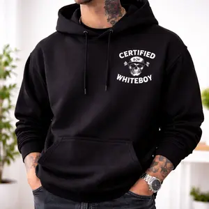 Certified Whiteboy Graphic Hoodie Streetwear, Edgy Urban Style Print Hoodie, Dark Aesthetic Street Fashion Hoodie, Unisex Pullover Sweatshirt