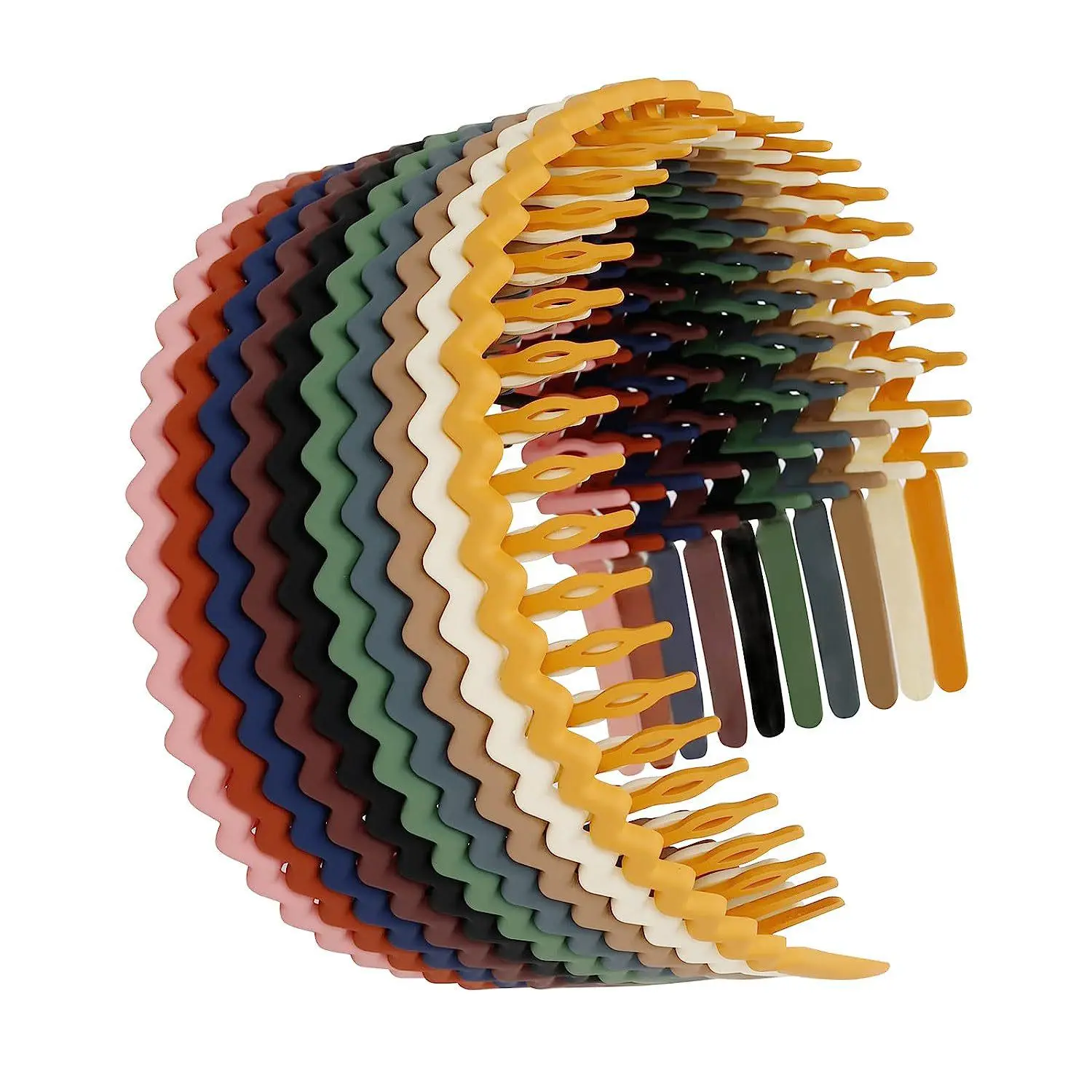 15 Pack Skinny Non-Slip Wavy Arc Teeth Polycarbonate Headbands, Eco-Friendly Elastic Fit Anti-Tangle Hair Styling Accessories for Daily Everyday Fashion Use (Men & Women)
