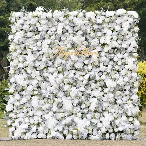 CB142 White Peony Orchid 5D Flower Wall Cloth Base Wedding Backdrop Party Props