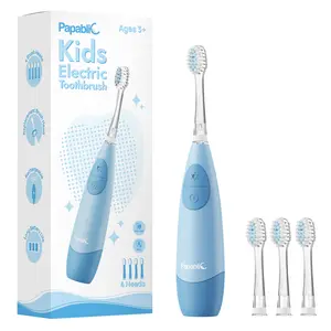 Papablic Soft Toothbrush for 4Y+ Children, 4 Brush Heads, LED Light, Smart Timer, Lightweight Design for Daily Deep Oral Care, Birthday Gift Option, Toothbrush Soft
