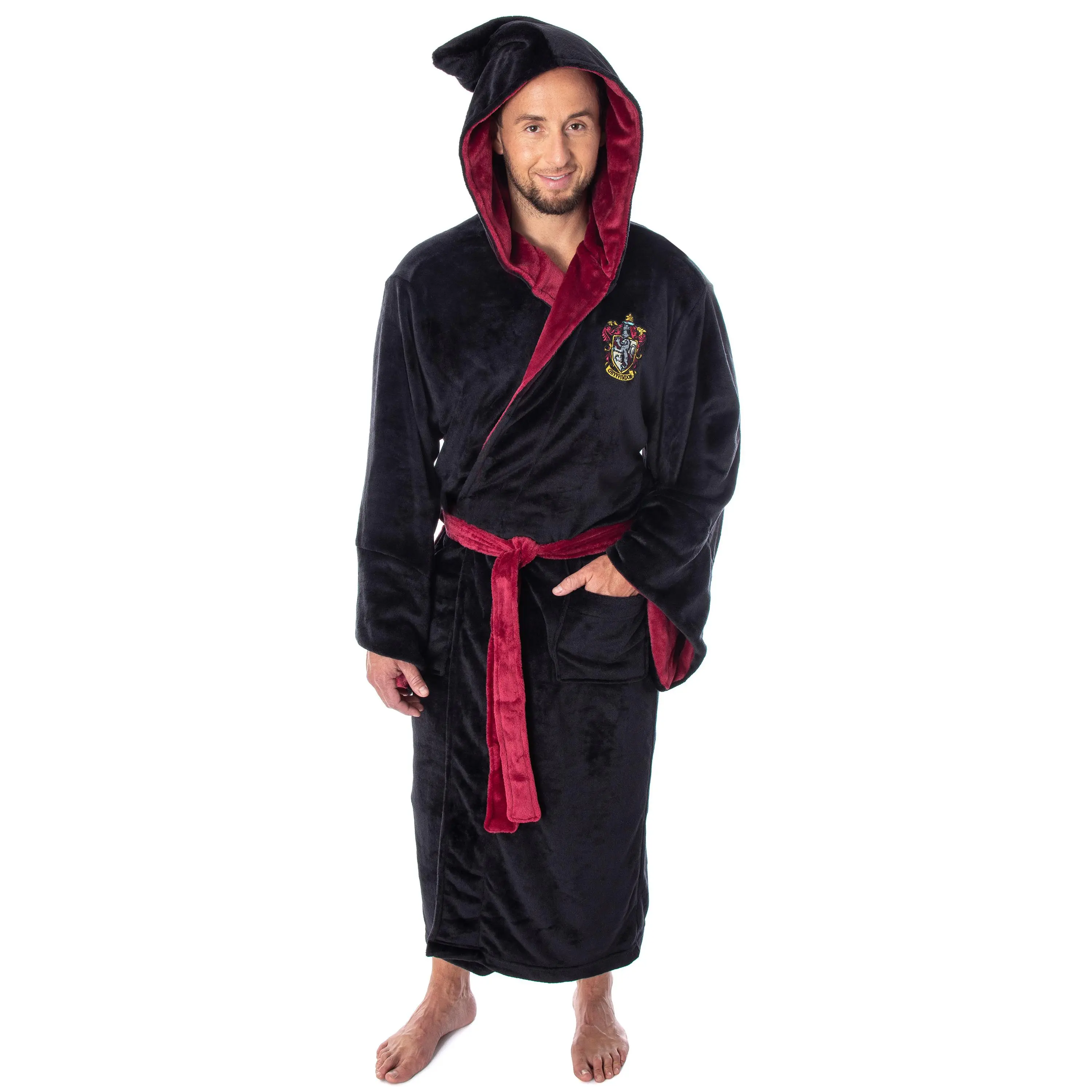 Harry Potter Adult Fleece Plush Hooded Robe - Gryffindor, Slytherin, Ravenclaw, Hufflepuff, Hogwarts