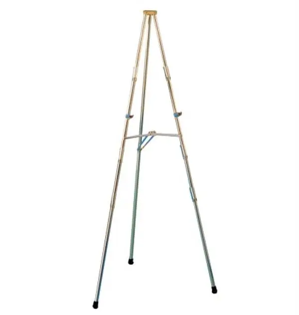 Commercial Hotel Convention Art Easel, Classic A-Frame Display Easel with Triangular Base, Brass-Constructed Hotel Furniture