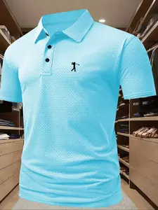 Golf Print Pique Polo Shirt, Multi-Use Design, Premium Fabric, Comfortable Breathable Wear, Classic Style, Versatile Fit