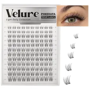 Natural Cluster Individual False Eyelashes, DIY Lash Clusters, Fine C Curl, 8-16mm Lightweight Soft Transparent Strips, 120 Pieces, Elegant Makeup Effect, Cosmetic