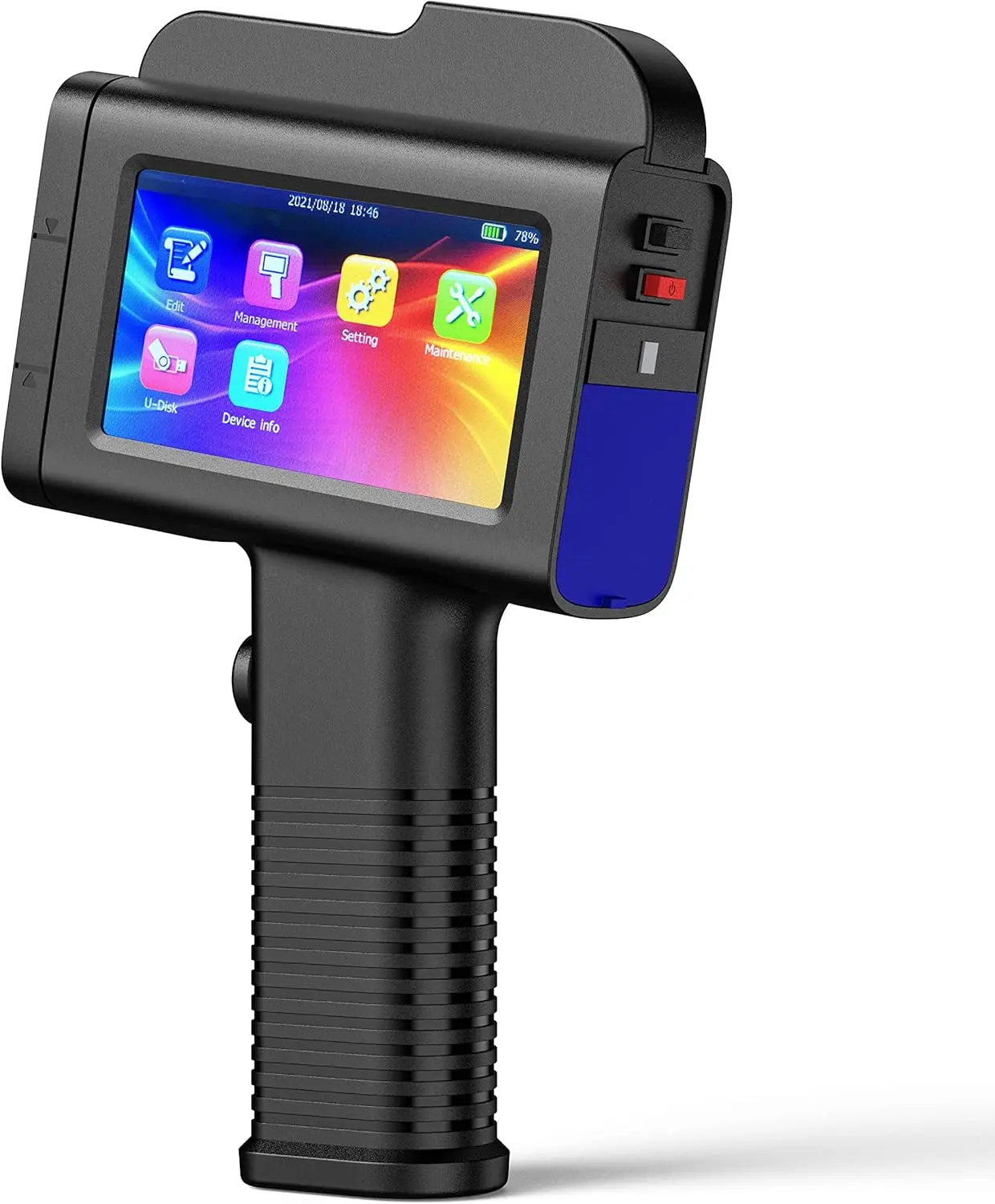 Handheld Inkjet Printer with LED Touch Screen for Code Date QR Logo Text Serial on Wood, Metal,Plastic,Pipe, Fabric,Cement, Leather and Glass Surface(Support 17 Language) (1inch/B35)