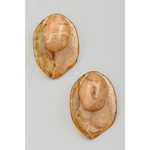 Erika Brown Aceate Ornate Oval Earrings