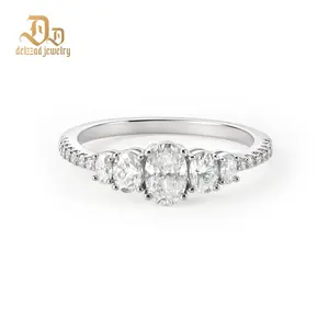 Delzzad 1.2ct The Heirloom Oval Ring Luxury Five-Stone Oval Cut Engagement Ring Wedding Band VVS Synthetic Moissanite Ring Jewelry Copper Band Perfect Birthday Engagement Wedding Anniversary Christmas Valentine's Day Mother's Day Gift