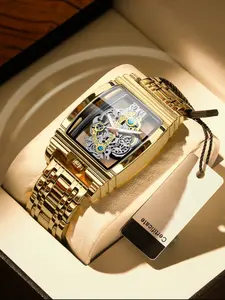 Men's with Hollow-Out Design, Precision Movement, Alloy Case, Silver Color, Casual Style, All Seasons Wear, Modern Trendy Watch