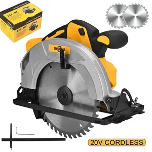 ELECMAPS Powered circular saw, 0-50 degree bevel angle capability, lightweight, with 2 blades.