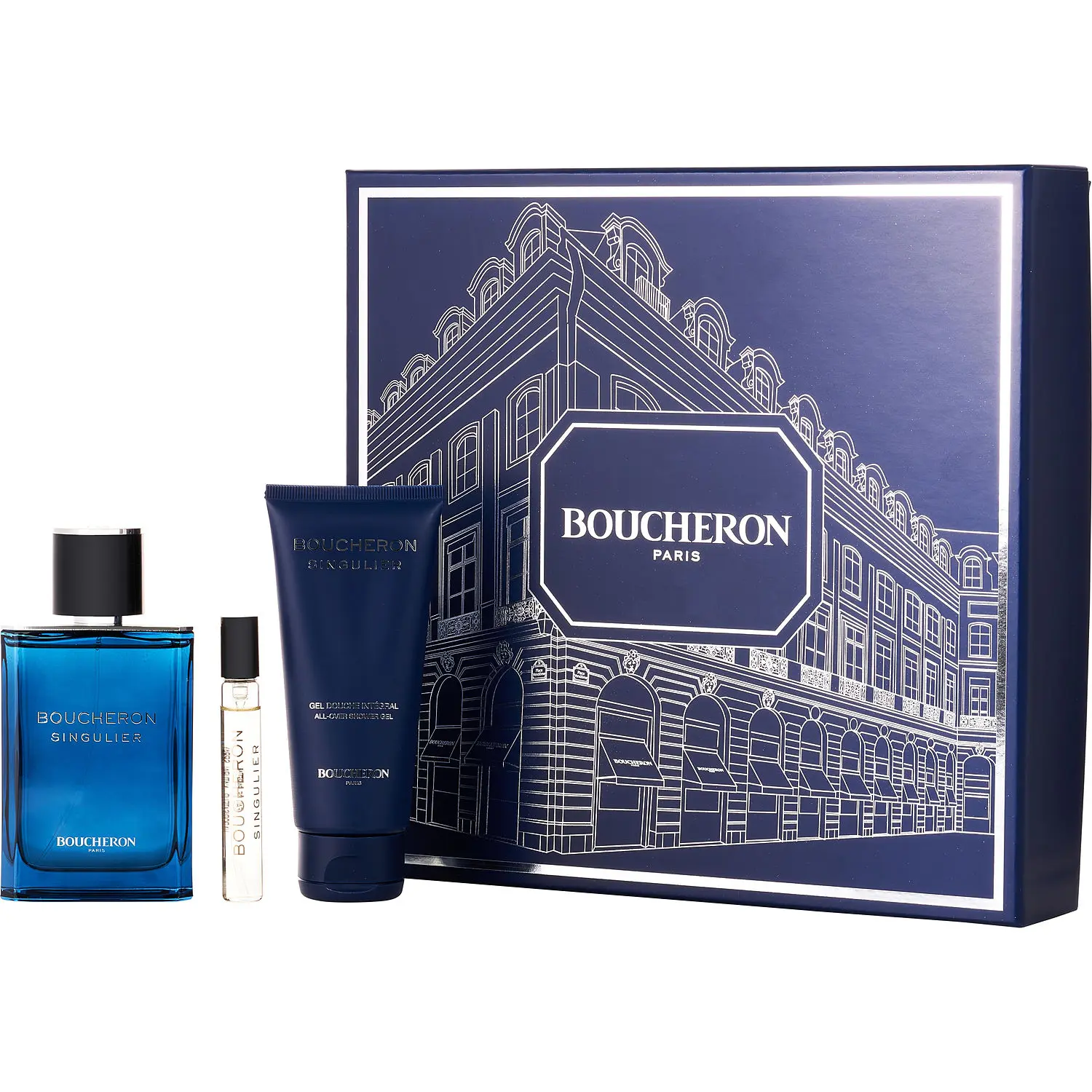 Boucheron Singulier Set-Eau De Parfum Spray 3.4 Oz & All Over Shower Gel 3.4 Oz & Eau De Parfum 0.24 Oz Mini For Men