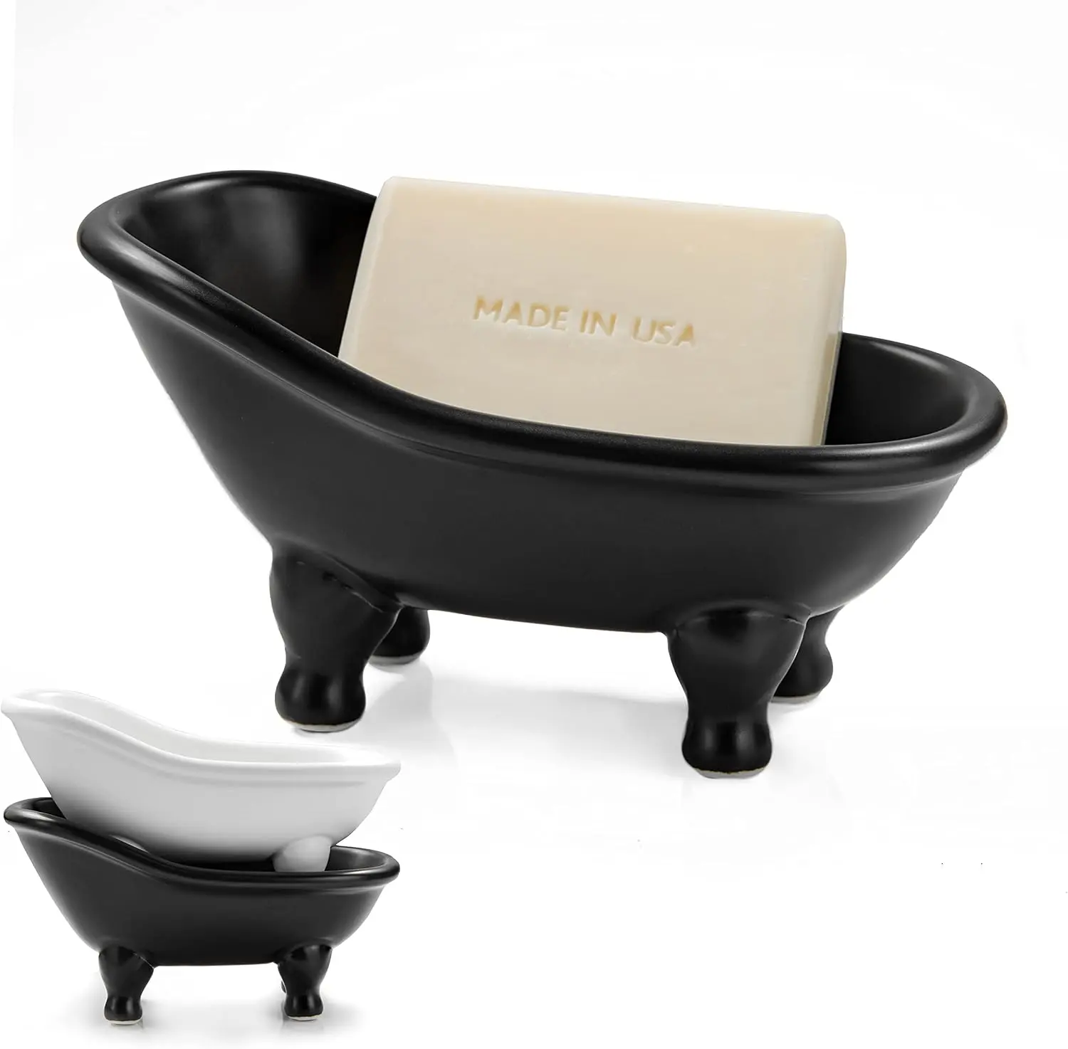 Black Ceramic Soap Dish - 1pc 5.6" Mini Ceramics Organizer, Home Bathroom Supply, Multi-Functional Container for Makeup Storage, Small Planter, Gift & Decoration