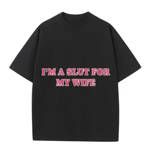"I’m a Slut for My Wife" tee redesigned as a funny Valentine’s Day gift for husbands or dads, a quirky quote shirt with playful humor for any occasion. Menswear