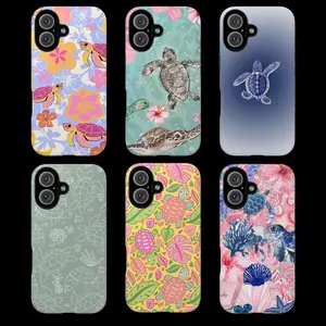[Magsafe , Tough Case] Colorful Sea Turtle Tough Phone Case, Cute Ocean-Themed Phone Cover for Beach Lovers, Line Art Turtle Phone Case, Tortoise Ocean, Ocean Phonecover with iPhone17Pro 17Promax 16 16E 15 14 13 12 11, Sleek Phone case