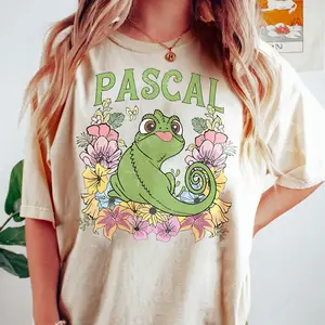 Retro Tangled Pascal Floral Rapunzel  Shirt, The Magic Kingdom T-shirt, WDW Vacation, Birthday Gift Unisex Cotton Crewneck Shirt
