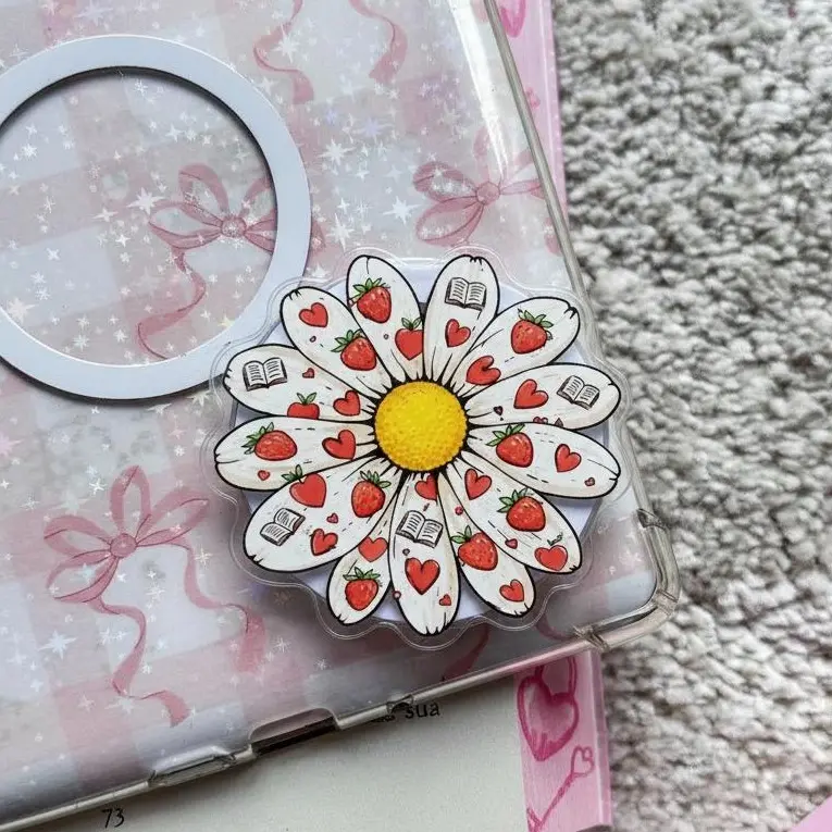 Book Lover Flower Magsafe Phone Grip,  Mangetic E Reader, Girly Phone Holder