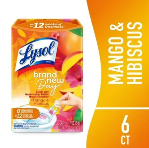 Lysol Brand New Day Automatic Toilet Bowl Click Gel Cleaner | Mango & Hibiscus | 6 Count