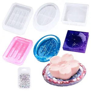 NiArt Soap Dish Epoxy Resin Silicone Mold Kit 3 Shapes,Jewelry Tray Ring Holder Ashtray Coaster DIY Casting Craft Agate Home Decoration Gift Ornament