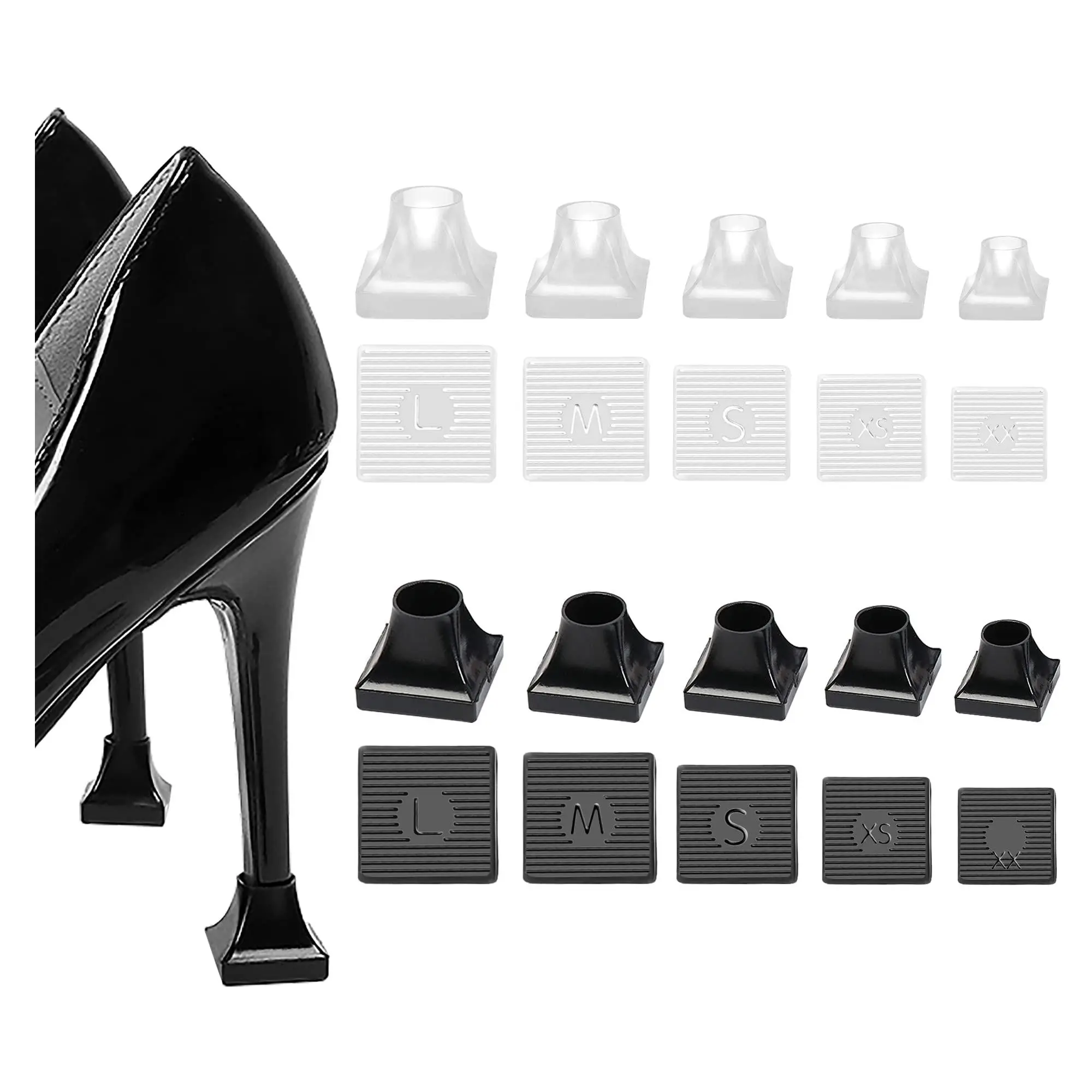 10 Pairs High Heel Protectors 5 Sizes Heel Repair Caps Covers & Heel Stoppers Heel Cover Replacement Tip Caps for Outdoor Weddings/Stop Sinking at Grass/Gravel/Bricks and Cracks