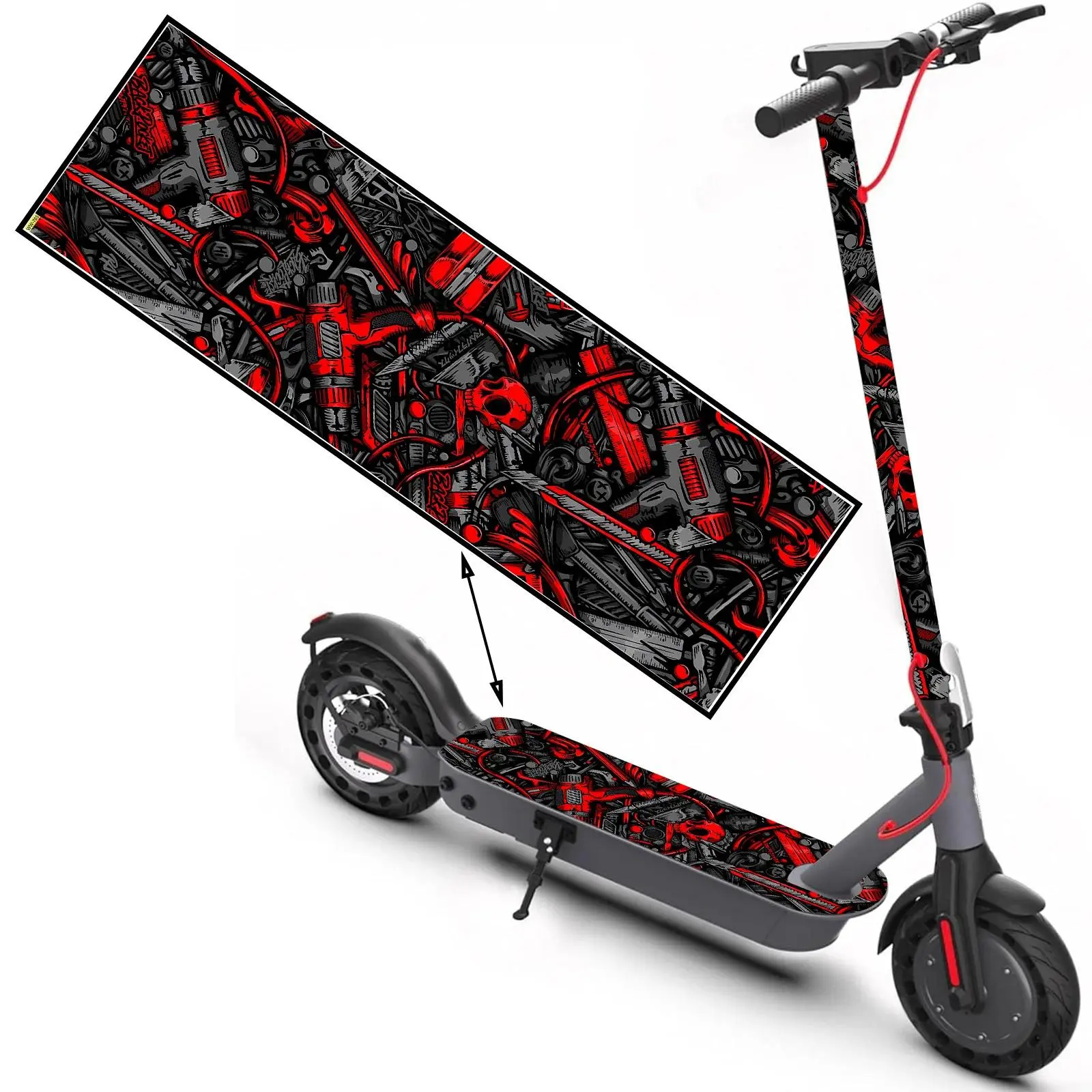 1 piece, dark machinery, fashion scooter sticker, skateboard sticker, scooter floor mat sticker, cool skateboard accessories