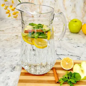 212 MAIN Decorative Glass Eclipse Pitcher (R1308-0 by Ramart Studio), 75 oz, Thick Diamond-Cut, Heat-Resistant Kitchen Drinkware