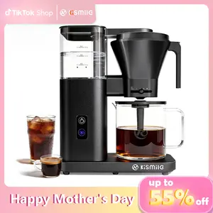 Kismile Pour Over Coffee Maker, 8 Cup Coffee Machine with 3s Instant Heat 197-205℉,Deep Cold Brew & Keep Warm 40 Min,Brew Smooth, Barista-Quality Coffee without Bitterness,BPA-Free PFAS-Free