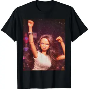 100% Cotton Printed Street-Style T-Shirt Funny Doll Girl Party Meme Graphic Tee T-Shirt