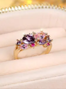 Luxury Glamorous Geometric Multicolor Synthetic Zirconia Women's Ring, Geometric Design Ring, Unique Rings, Beautiful Rings, Fashion Jewelry for Party, Daily Clothing Decor, Trendy All-match & Exquisite Jewelry for Birthday Gift, Promise Rings