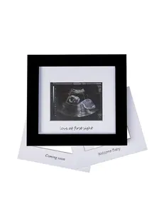 IHEIPYE Baby Sonogram Photo Frame - Ultrasound Picture Frame for Expecting Parents, Baby Showers, Gender Reveal Parties, Nursery Decor (Silver Text, White)