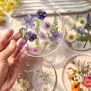 8Pcs Floral Printed Acrylic Coasters, Elegant Flower Pattern Desk Decorations in Pink Yellow White Green Brown, Heat Resistant Durable Cup Mats, Coasters For Drinks, Ideal Gifts for Wedding Birthday Mother's Day, Perfect for Home & Party Table Protection