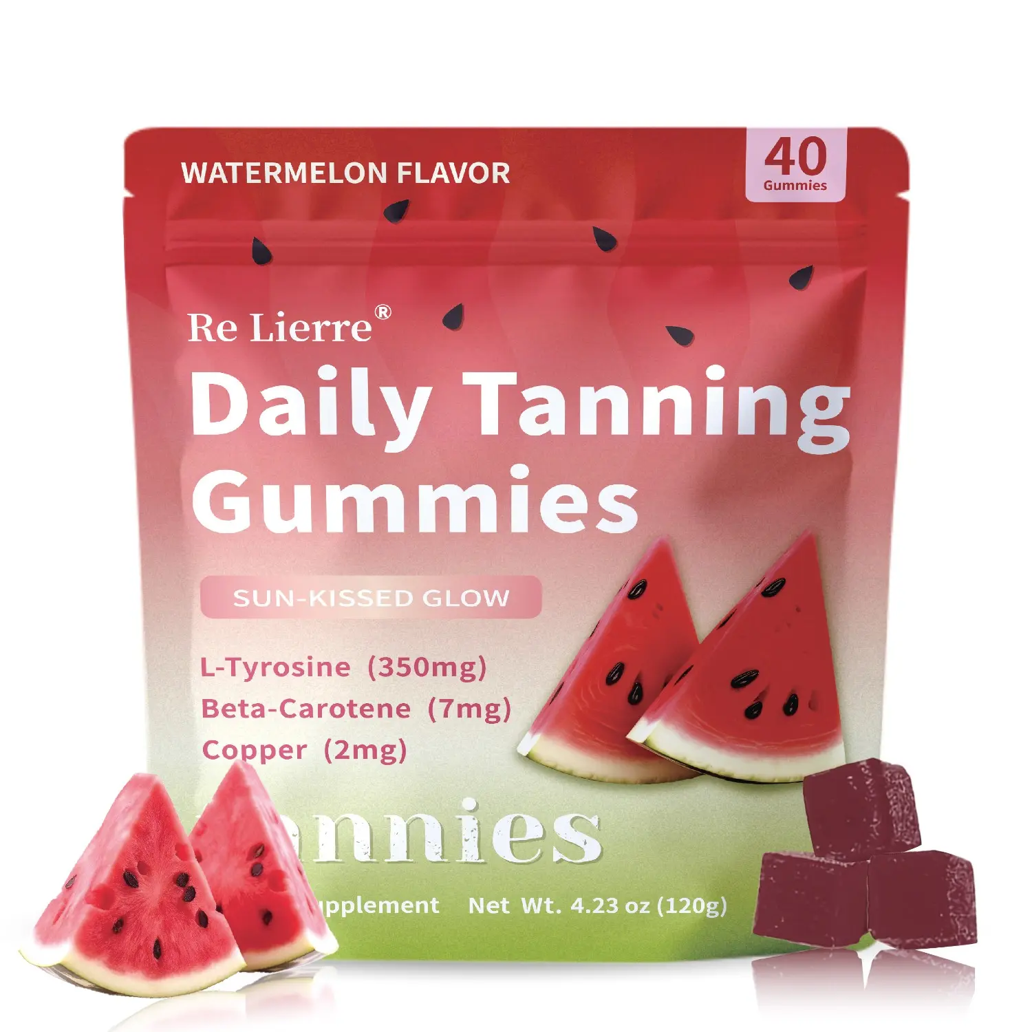 Vegan Non-GMO Watermelon Flavor Tanning Gummies for Women - Natural Dietary Vitamin Skin Care Supplement, Astaxanthin/Lycopene/Beta Carotene, Daily Use for Skin Health & Glow, 60 Count, Chewable